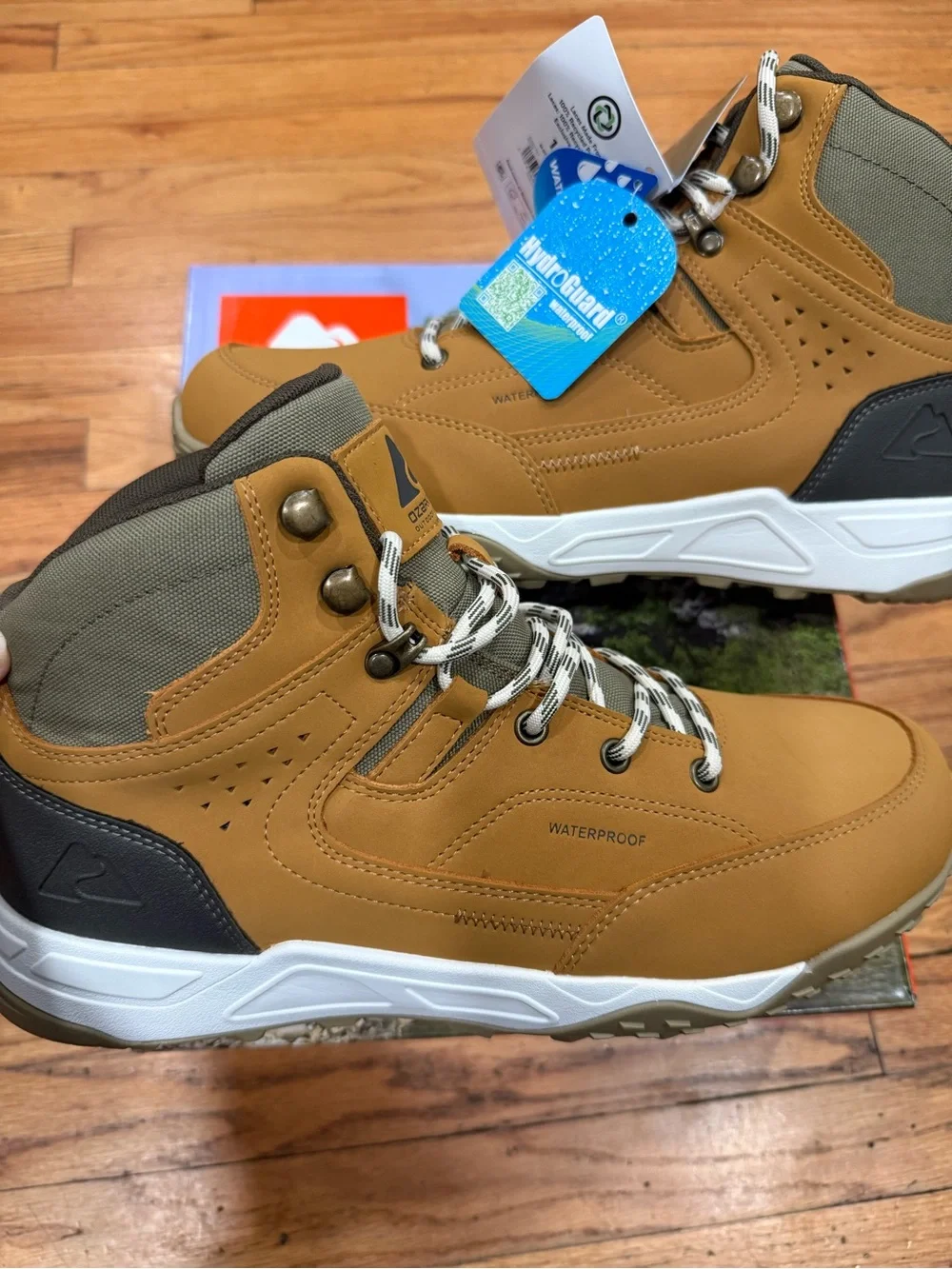 Ozark Trail Men's Tan and Olive Lace-Up Hiking Boots